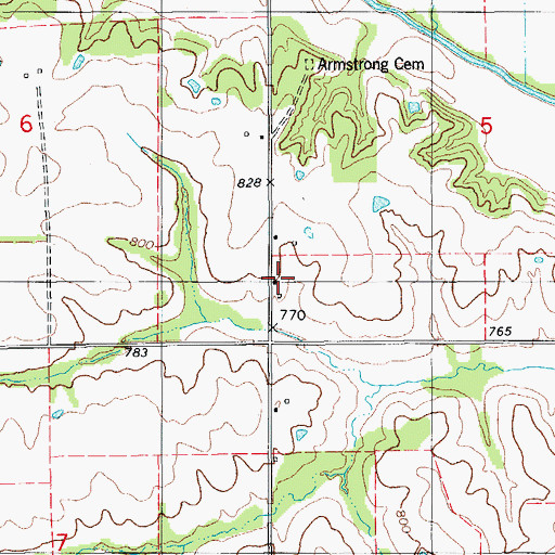Topographic Map of Armstrong Cemetery, IA