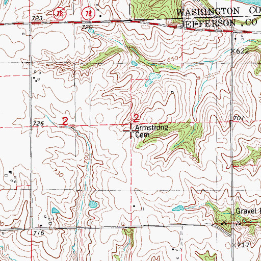 Topographic Map of Armstrong Cemetery, IA