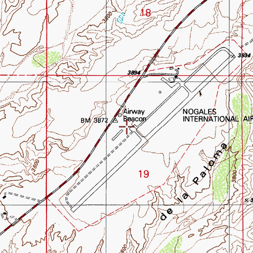 Topographic Map of Nogales International Airport, AZ