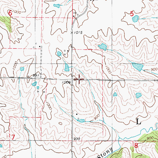 Topographic Map of Arnold School, IA