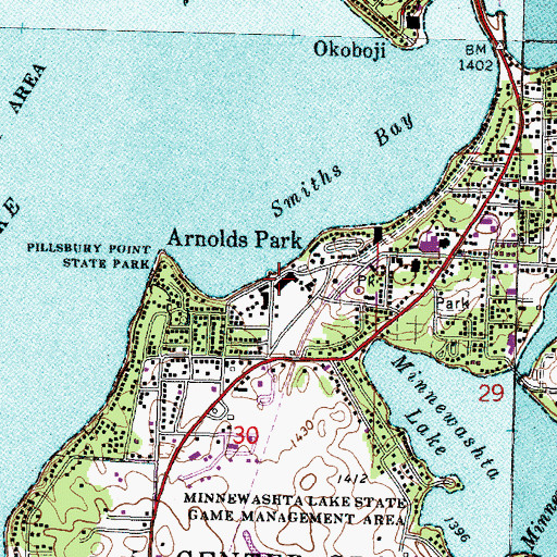 Topographic Map of Arnolds Park, IA