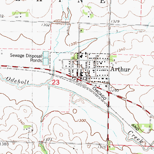 Topographic Map of Arthur, IA