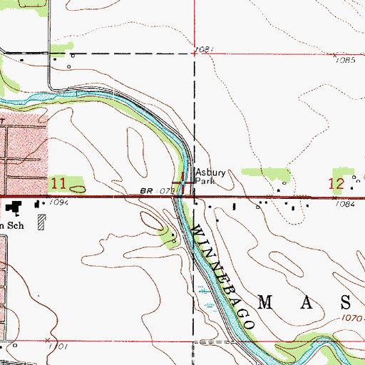 Topographic Map of Asbury Park, IA