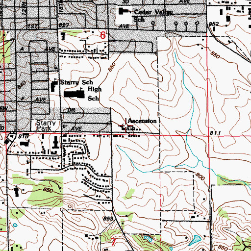 Topographic Map of Ascension Church, IA