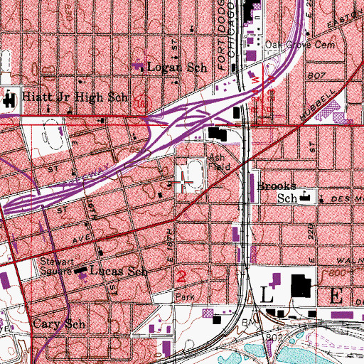 Topographic Map of Ash Field, IA