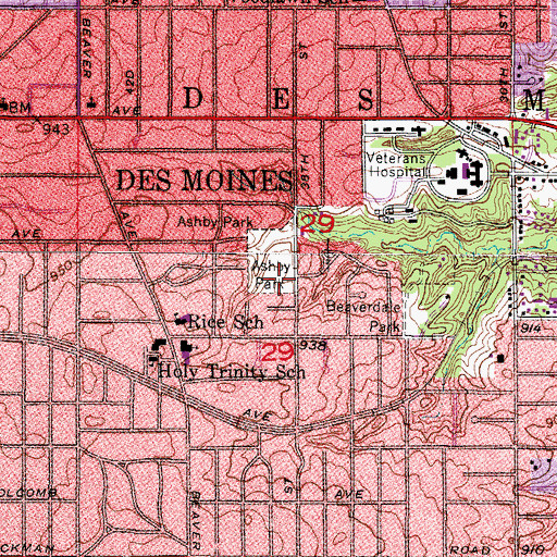 Topographic Map of Ashby Park, IA