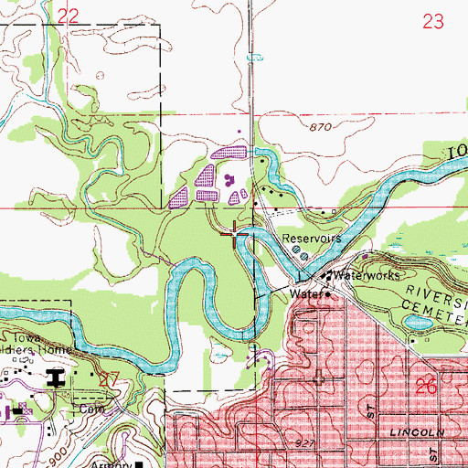 Topographic Map of Asher Creek, IA