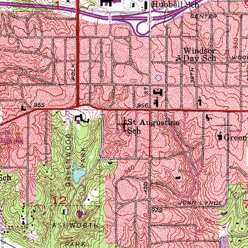 Topographic Map of Ashworth Park, IA