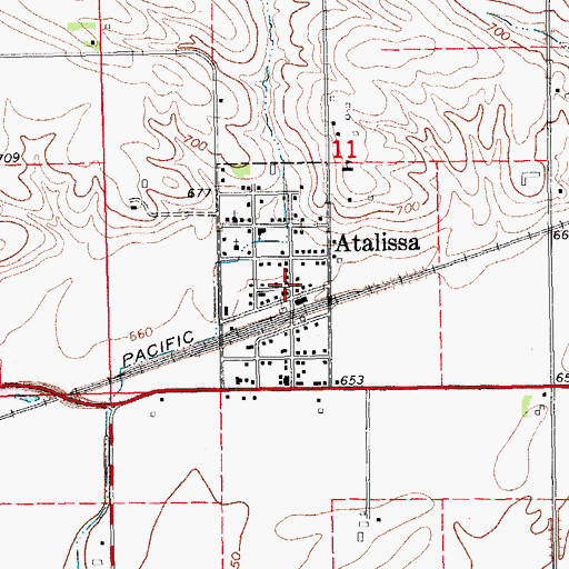 Topographic Map of Atalissa, IA