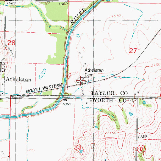Topographic Map of Athelstan Cemetery, IA