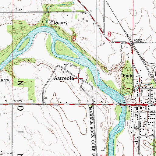 Topographic Map of Aureola, IA