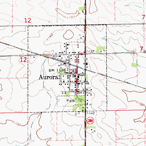 Topographic Map of Aurora, IA