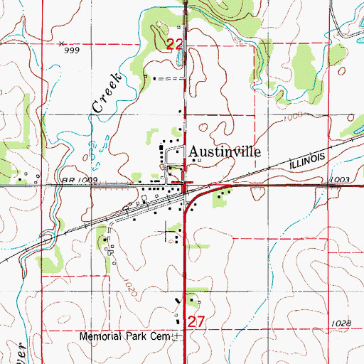Topographic Map of Austinville, IA
