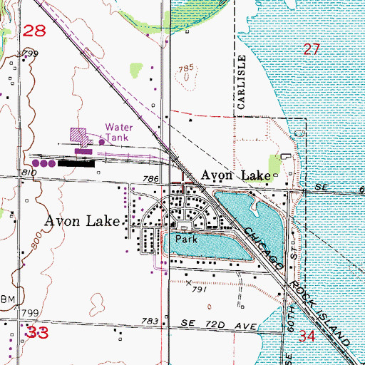 Topographic Map of Avon Lake, IA