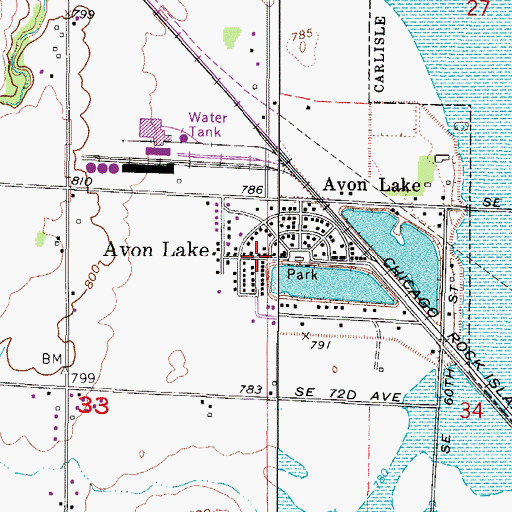 Topographic Map of Avon Lake, IA
