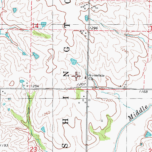 Topographic Map of Avondale Cemetery, IA