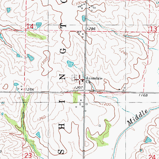 Topographic Map of Avondale Church, IA