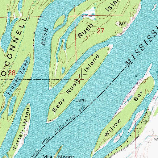 Topographic Map of Baby Rush Island, IA