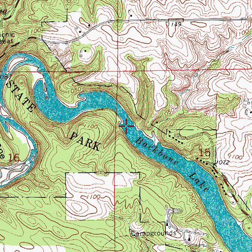 Topographic Map of Backbone Lake, IA