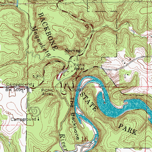 Topographic Map of Backbone State Park, IA
