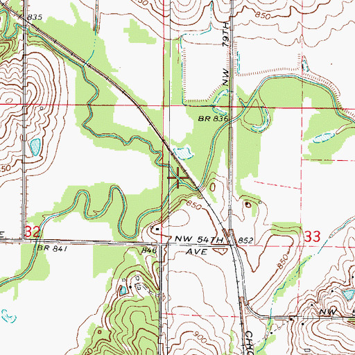 Topographic Map of Badger Creek, IA
