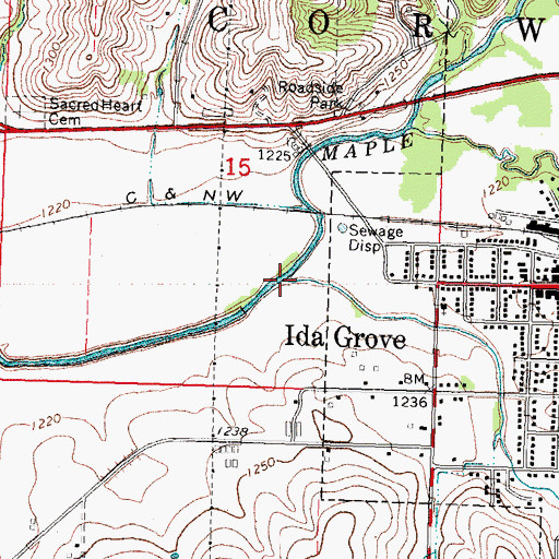 Topographic Map of Badger Creek, IA