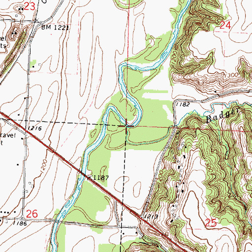 Topographic Map of Badger Creek, IA
