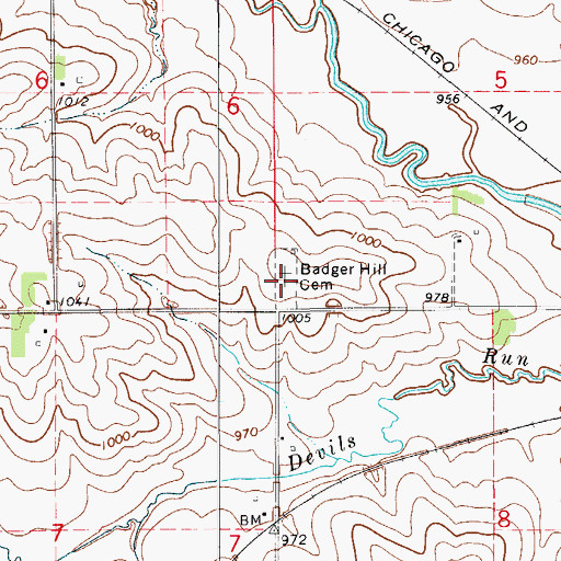 Topographic Map of Badger Hill Cemetery, IA