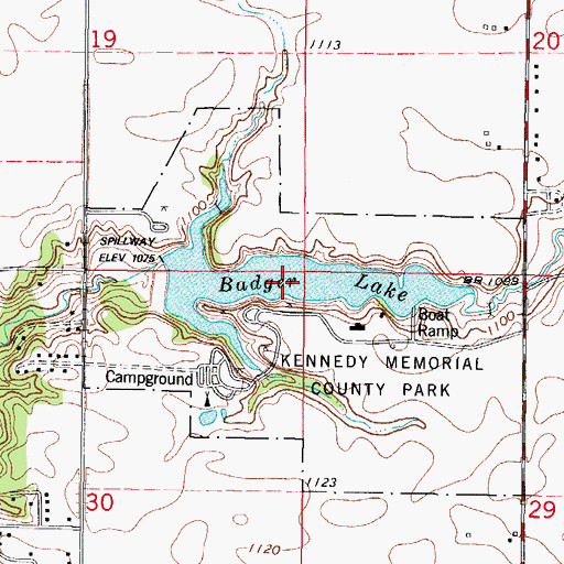 Topographic Map of Badger Lake, IA
