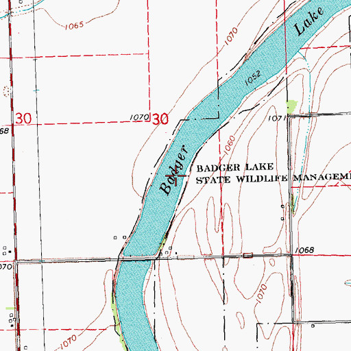 Topographic Map of Badger Lake State Wildlife Management Area, IA