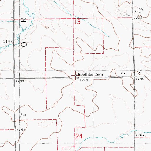 Topographic Map of Baethke Cemetery, IA
