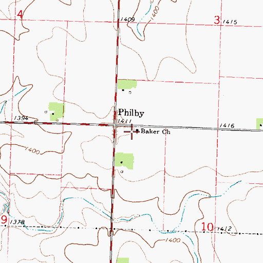 Topographic Map of Baker Church, IA