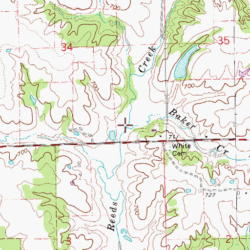 Topographic Map of Baker Creek, IA