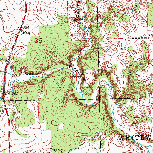 Topographic Map of Bakers Creek, IA