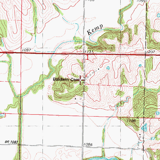 Topographic Map of Baldwin Cemetery, IA