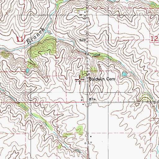 Topographic Map of Baldwin Cemetery, IA