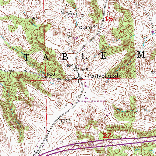Topographic Map of Ballyclough, IA