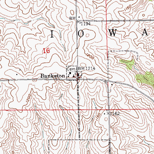 Topographic Map of Bankston, IA