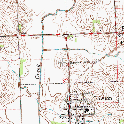 Topographic Map of Banner Cemetery, IA