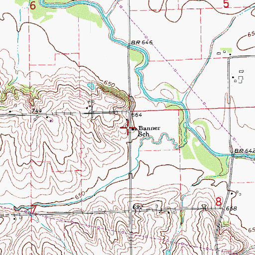 Topographic Map of Banner School, IA