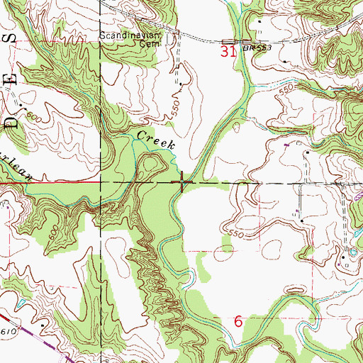 Topographic Map of Barlean Creek, IA