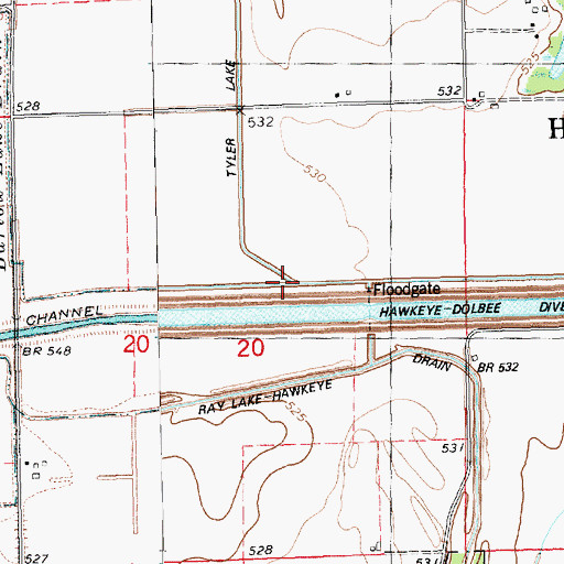 Topographic Map of Barlow Lake Drain, IA