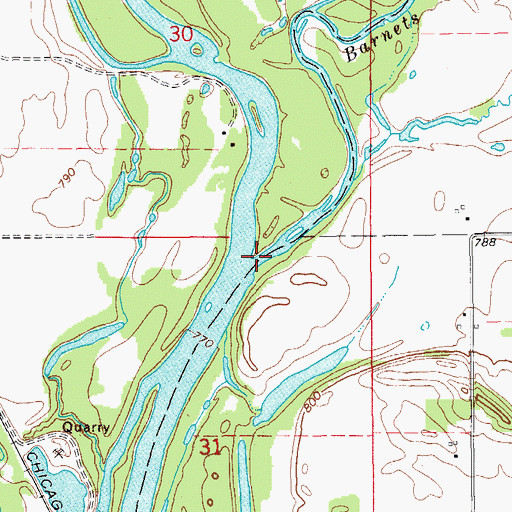 Topographic Map of Barnets Cutoff, IA