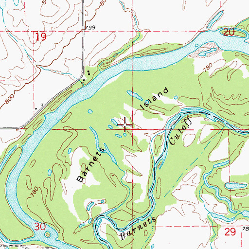 Topographic Map of Barnets Island, IA