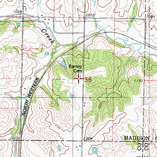 Topographic Map of Barney Cemetery, IA