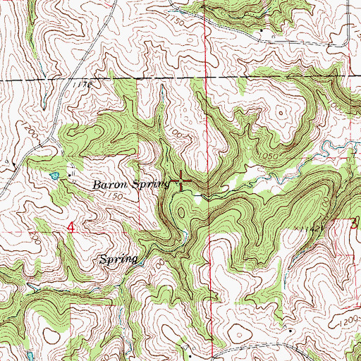 Topographic Map of Baron Spring, IA