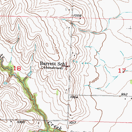 Topographic Map of Barrett School, IA
