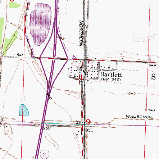 Topographic Map of Bartlett, IA
