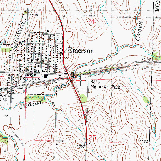 Topographic Map of Bass Memorial Park, IA