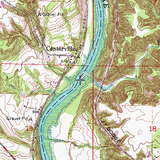 Topographic Map of Bass Point Creek, IA